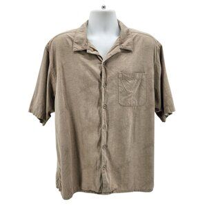 Vintage OP Sport Ocean Pacific Mens XL Shirt Palm Tree Textured Tan Hawaiian